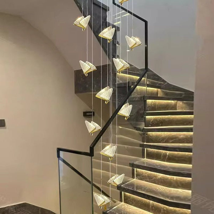 BAMDECOR LED Modern Bedroom Bedside Creative Butterfly Hanging Chandelier Light Fixtures for Stairs Nordic Decoration (12Heads) - Amazingooh Wholesale