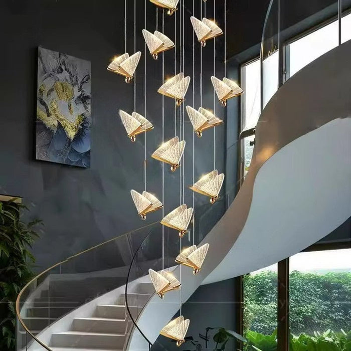 BAMDECOR LED Modern Bedroom Bedside Creative Butterfly Hanging Chandelier Light Fixtures for Stairs Nordic Decoration (12Heads) - Amazingooh Wholesale