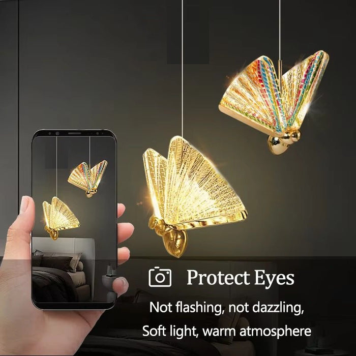 BAMDECOR LED Modern Bedroom Bedside Creative Butterfly Hanging Chandelier Light Fixtures for Stairs Nordic Decoration - Amazingooh Wholesale