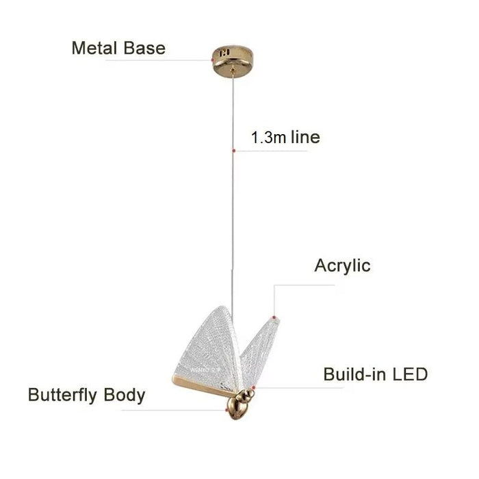 BAMDECOR LED Modern Bedroom Bedside Creative Butterfly Hanging Chandelier Light Fixtures for Stairs Nordic Decoration - Amazingooh Wholesale