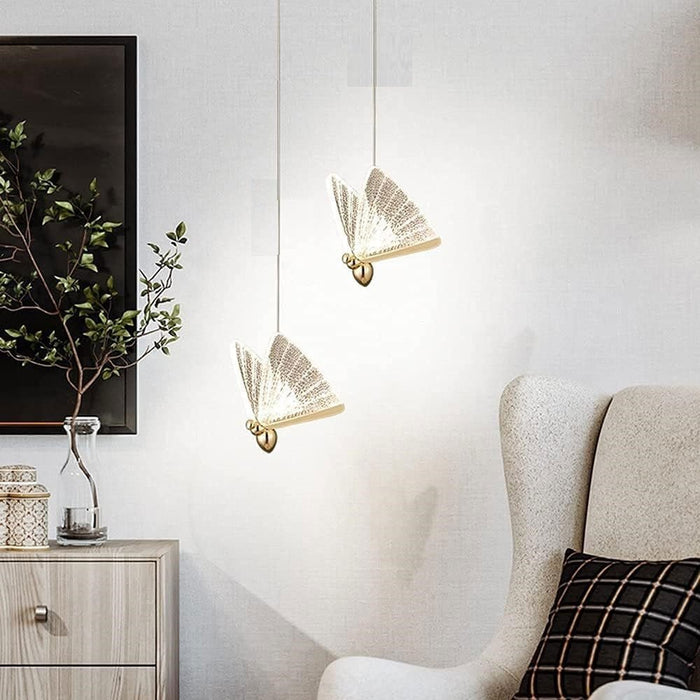 BAMDECOR LED Modern Bedroom Bedside Creative Butterfly Hanging Chandelier Light Fixtures for Stairs Nordic Decoration - Amazingooh Wholesale