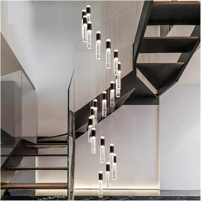 BAMDECOR LT01 Modern Bar 18 - Lights Black and Gold Crystal Modern Led Chandelier for Dining Room, Luxury Dimmable Enterway Led Pendant Lights Fixture with Remote Control Flush Mount - Amazingooh Wholesale