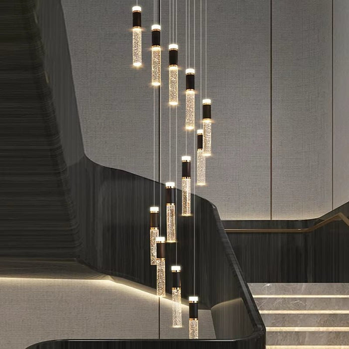 BAMDECOR LT01 Modern Bar 18 - Lights Black and Gold Crystal Modern Led Chandelier for Dining Room, Luxury Dimmable Enterway Led Pendant Lights Fixture with Remote Control Flush Mount - Amazingooh Wholesale