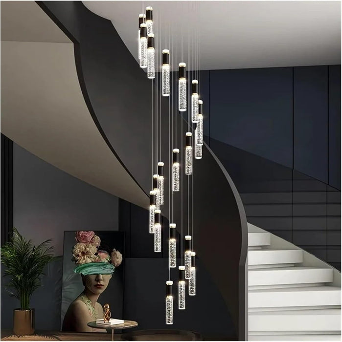 BAMDECOR LT01 Modern Bar 18 - Lights Black and Gold Crystal Modern Led Chandelier for Dining Room, Luxury Dimmable Enterway Led Pendant Lights Fixture with Remote Control Flush Mount - Amazingooh Wholesale