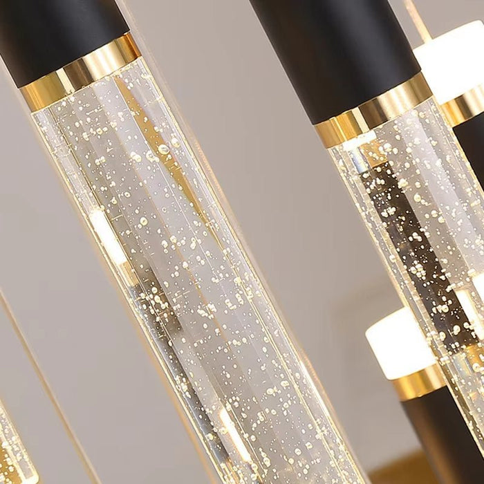 BAMDECOR LT01 Modern Bar 18 - Lights Black and Gold Crystal Modern Led Chandelier for Dining Room, Luxury Dimmable Enterway Led Pendant Lights Fixture with Remote Control Flush Mount - Amazingooh Wholesale