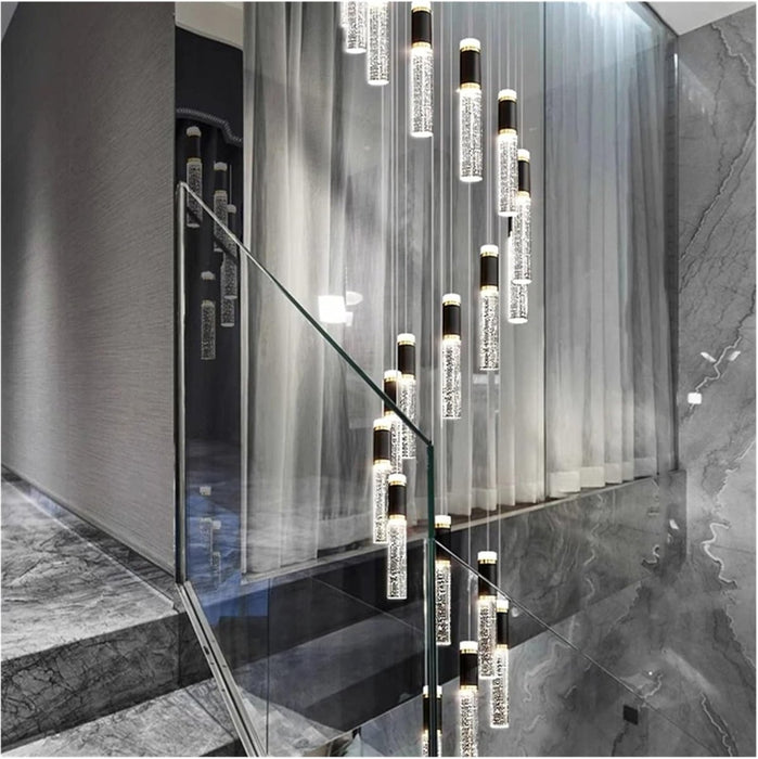 BAMDECOR LT01 Modern Bar 18 - Lights Black and Gold Crystal Modern Led Chandelier for Dining Room, Luxury Dimmable Enterway Led Pendant Lights Fixture with Remote Control Flush Mount - Amazingooh Wholesale