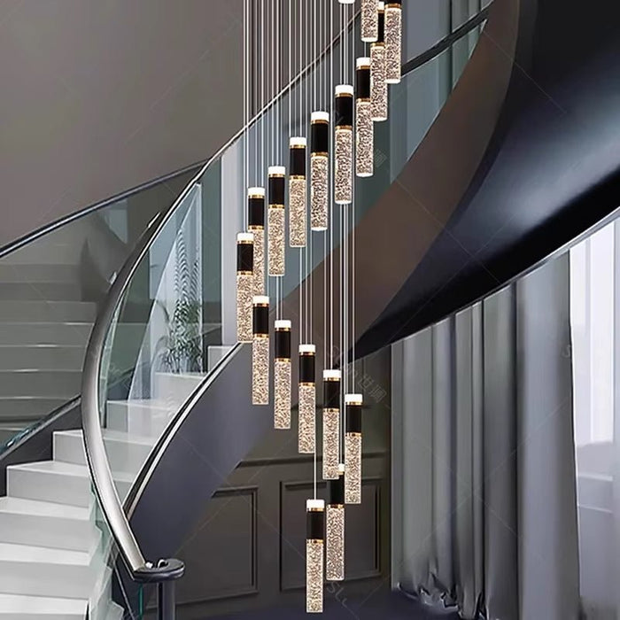 BAMDECOR LT01 Modern Bar 18 - Lights Black and Gold Crystal Modern Led Chandelier for Dining Room, Luxury Dimmable Enterway Led Pendant Lights Fixture with Remote Control Flush Mount - Amazingooh Wholesale