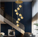 BAMDECOR LT02 9 Hanging Crystal Cube Chandelier LED Chandelier for Dining Room, Luxury Dimmable Enterway Led Pendant Lights Fixture (Gold) - Amazingooh Wholesale