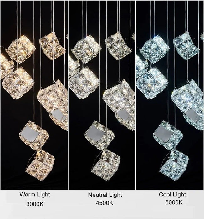BAMDECOR LT02 9 Hanging Crystal Cube Chandelier LED Chandelier for Dining Room, Luxury Dimmable Enterway Led Pendant Lights Fixture (Gold) - Amazingooh Wholesale