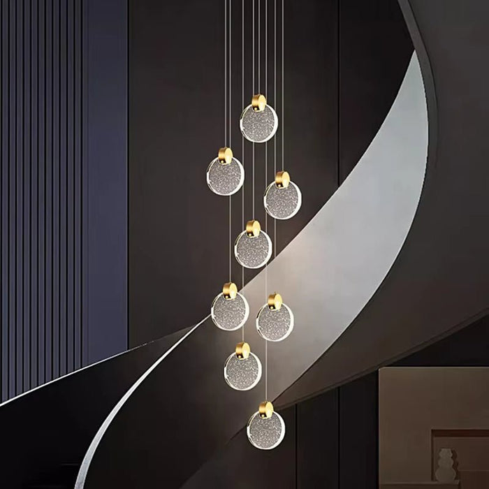 BAMDECOR LT03 11 Hanging Circle Crystal Chandelier for Dining Room, Luxury Dimmable Enterway Led Pendant Lights Fixture (Gold) - Amazingooh Wholesale