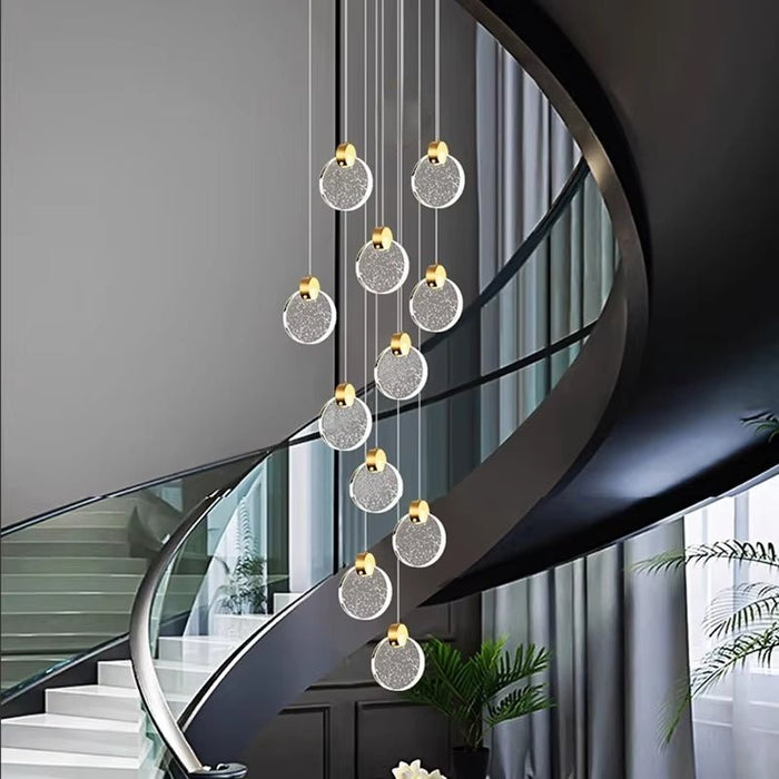 BAMDECOR LT03 11 Hanging Circle Crystal Chandelier for Dining Room, Luxury Dimmable Enterway Led Pendant Lights Fixture (Gold) - Amazingooh Wholesale