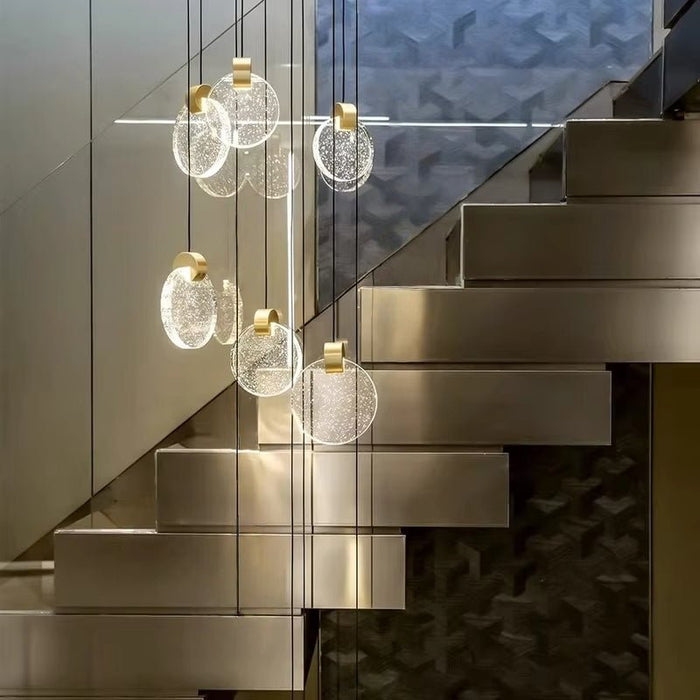 BAMDECOR LT03 6 Hanging Circle Crystal Chandelier for Dining Room, Luxury Dimmable Enterway Led Pendant Lights Fixture (Gold) - Amazingooh Wholesale