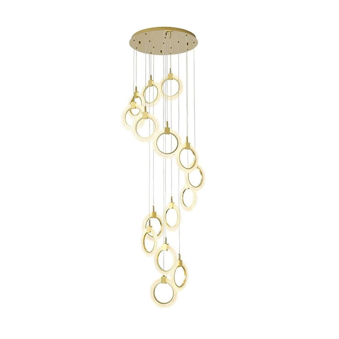 BAMDECOR LT04 15 Golden Round Acrylic Chandelier for Villa Stair Home Decoration Modern Style Exquisite Chandelier (Gold) - Amazingooh Wholesale