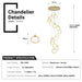 BAMDECOR LT04 15 Golden Round Acrylic Chandelier for Villa Stair Home Decoration Modern Style Exquisite Chandelier (Gold) - Amazingooh Wholesale