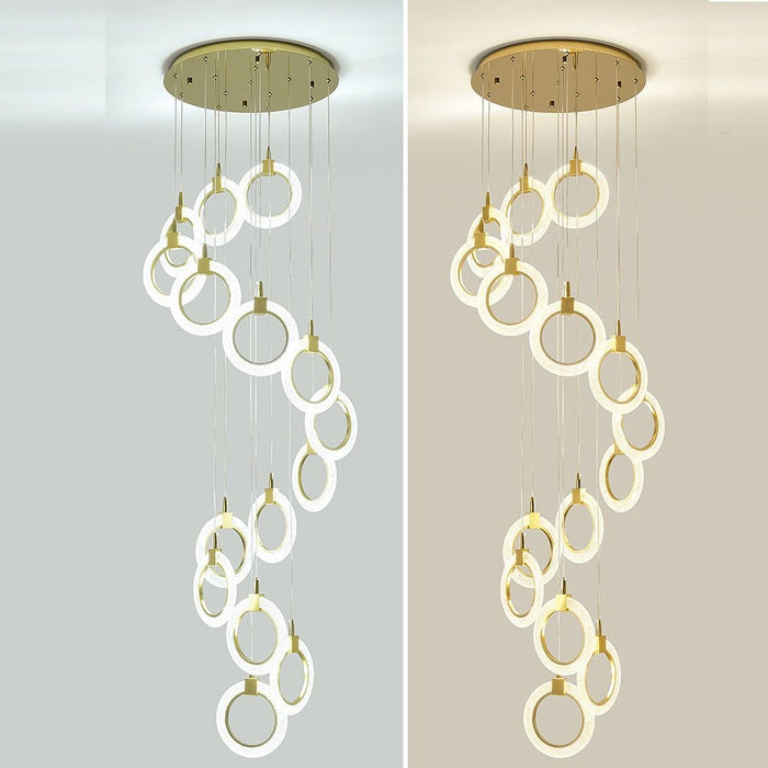 BAMDECOR LT04 15 Golden Round Acrylic Chandelier for Villa Stair Home Decoration Modern Style Exquisite Chandelier (Gold) - Amazingooh Wholesale