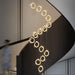 BAMDECOR LT04 15 Golden Round Acrylic Chandelier for Villa Stair Home Decoration Modern Style Exquisite Chandelier (Gold) - Amazingooh Wholesale