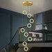BAMDECOR LT04 9 Golden Round Acrylic Chandelier for Villa Stair Home Decoration Modern Style Exquisite Chandelier (Gold) - Amazingooh Wholesale
