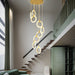 BAMDECOR LT04 9 Golden Round Acrylic Chandelier for Villa Stair Home Decoration Modern Style Exquisite Chandelier (Gold) - Amazingooh Wholesale