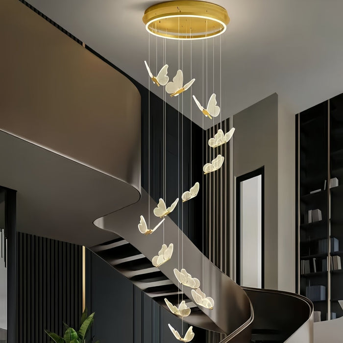 BAMDECOR LT05 13 Nordic Butterfly Luxury Chandeliers Pendant Lights for Villa Stair Home Decoration Modern Style Exquisite Chandelier (Gold) - Amazingooh Wholesale