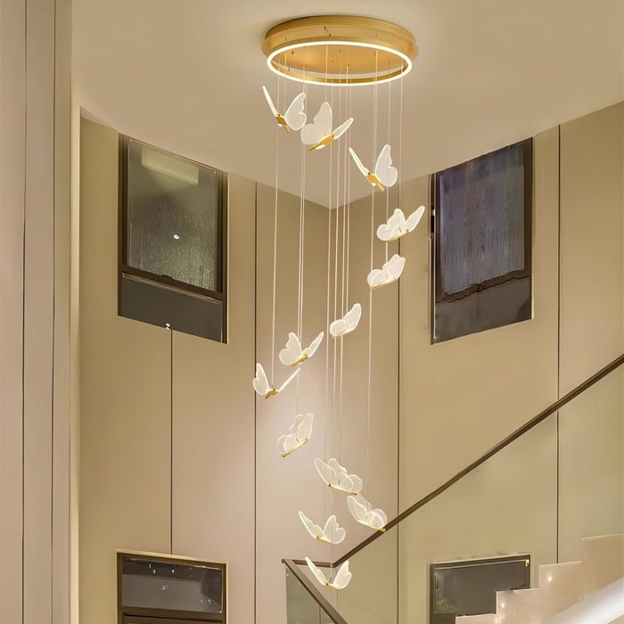 BAMDECOR LT05 13 Nordic Butterfly Luxury Chandeliers Pendant Lights for Villa Stair Home Decoration Modern Style Exquisite Chandelier (Gold) - Amazingooh Wholesale