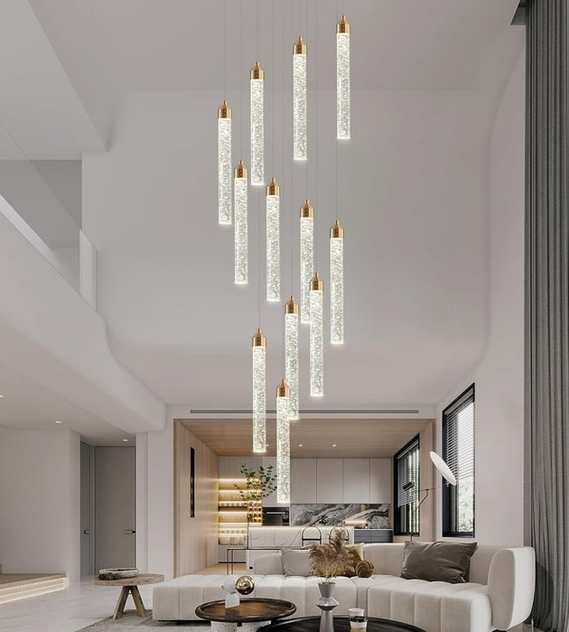 BAMDECOR LT07 - 12 Modern Raindrop 12 - Light Crystal Chandelier for Staircase Modern Led Home Decor Hanging Lamp Round Indoor Lighting Stair Cristal Light Fixture ﻿,Modern - Amazingooh Wholesale