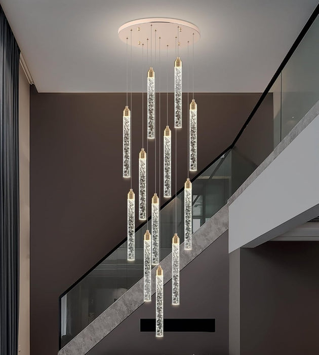 BAMDECOR LT07 - 12 Modern Raindrop 12 - Light Crystal Chandelier for Staircase Modern Led Home Decor Hanging Lamp Round Indoor Lighting Stair Cristal Light Fixture ﻿,Modern - Amazingooh Wholesale