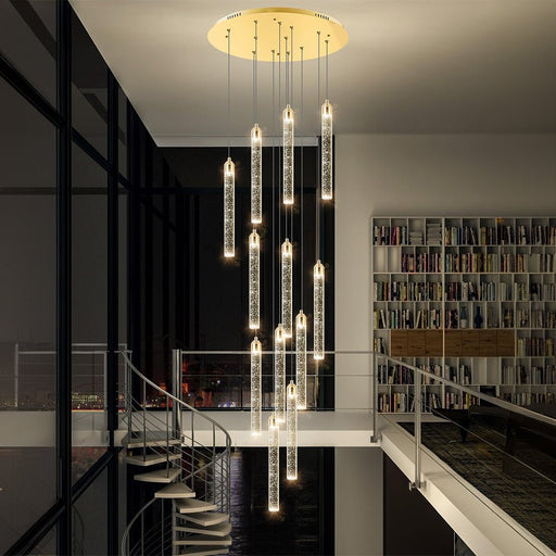 BAMDECOR LT07 - 12 Modern Raindrop 12 - Light Crystal Chandelier for Staircase Modern Led Home Decor Hanging Lamp Round Indoor Lighting Stair Cristal Light Fixture ﻿,Modern - Amazingooh Wholesale