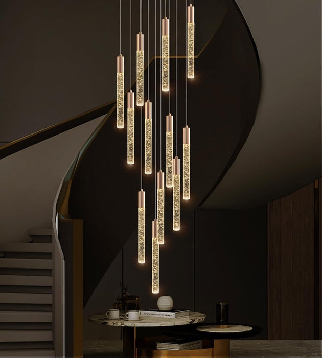 BAMDECOR LT07 - 12 Modern Raindrop 12 - Light Crystal Chandelier for Staircase Modern Led Home Decor Hanging Lamp Round Indoor Lighting Stair Cristal Light Fixture ﻿,Modern - Amazingooh Wholesale