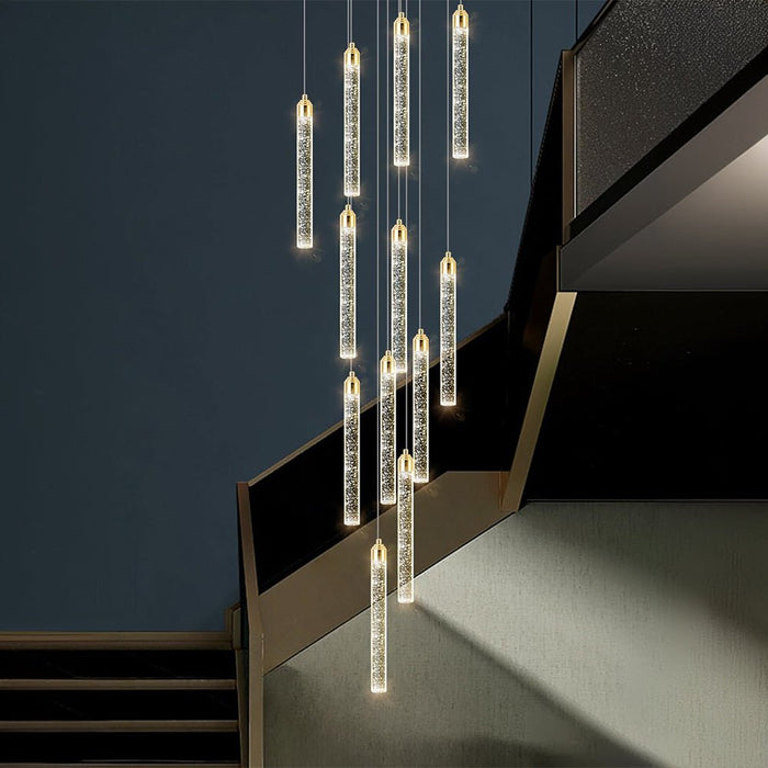 BAMDECOR LT07 - 12 Modern Raindrop 12 - Light Crystal Chandelier for Staircase Modern Led Home Decor Hanging Lamp Round Indoor Lighting Stair Cristal Light Fixture ﻿,Modern - Amazingooh Wholesale