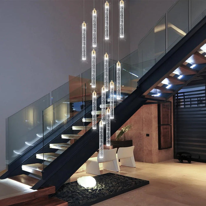 BAMDECOR LT07 - 12 Modern Raindrop 12 - Light Crystal Chandelier for Staircase Modern Led Home Decor Hanging Lamp Round Indoor Lighting Stair Cristal Light Fixture ﻿,Modern - Amazingooh Wholesale