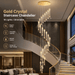 BAMDECOR LT07 Modern Cylindrical 18-Light Crystal Chandelier for Staircase Modern Led Home Decor Hanging Lamp Round Indoor Lighting Stair Cristal Light Fixture(Gold) (Copy) - Amazingooh Wholesale