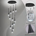 BAMDECOR LT08 12 - Heads Solid Crystal Teardrop Chandelier High Ceiling Foyers Entrance Chandeliers Staircase Long Pendant Light (Black) - Amazingooh Wholesale