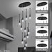 BAMDECOR LT08 12 - Heads Solid Crystal Teardrop Chandelier High Ceiling Foyers Entrance Chandeliers Staircase Long Pendant Light (Black) - Amazingooh Wholesale