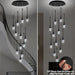 BAMDECOR LT08 12 - Heads Solid Crystal Teardrop Chandelier High Ceiling Foyers Entrance Chandeliers Staircase Long Pendant Light (Black) - Amazingooh Wholesale