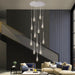 BAMDECOR LT08 12 - Heads Solid Crystal Teardrop Chandelier High Ceiling Foyers Entrance Chandeliers Staircase Long Pendant Light (Chrome) - Amazingooh Wholesale