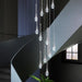 BAMDECOR LT08 12 - Heads Solid Crystal Teardrop Chandelier High Ceiling Foyers Entrance Chandeliers Staircase Long Pendant Light (Chrome) - Amazingooh Wholesale