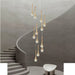 BAMDECOR LT08 12 - Heads Solid Crystal Teardrop Chandelier High Ceiling Foyers Entrance Chandeliers Staircase Long Pendant Light (Gold) - Amazingooh Wholesale