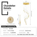 BAMDECOR LT08 12 - Heads Solid Crystal Teardrop Chandelier High Ceiling Foyers Entrance Chandeliers Staircase Long Pendant Light (Gold) - Amazingooh Wholesale