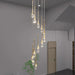 BAMDECOR LT08 12 - Heads Solid Crystal Teardrop Chandelier High Ceiling Foyers Entrance Chandeliers Staircase Long Pendant Light (Gold) - Amazingooh Wholesale