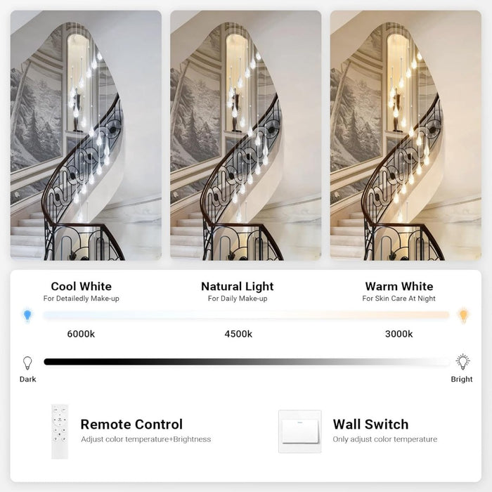 BAMDECOR LT08 18 - Heads Solid Crystal Teardrop Chandelier High Ceiling Foyers Entrance Chandeliers Staircase Long Pendant Light (Chrome) - Amazingooh Wholesale