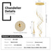 BAMDECOR LT08 18 - Heads Solid Crystal Teardrop Chandelier High Ceiling Foyers Entrance Chandeliers Staircase Long Pendant Light (Gold) - Amazingooh Wholesale
