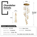 BAMDECOR LT12 18-Heads Solid Crystal Rain drop Chandelier High Ceiling Foyers Entrance Chandeliers Staircase Long Pendant Light (Gold) - Amazingooh Wholesale