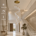 BAMDECOR LT12 18-Heads Solid Crystal Rain drop Chandelier High Ceiling Foyers Entrance Chandeliers Staircase Long Pendant Light (Silver Insert) - Amazingooh Wholesale