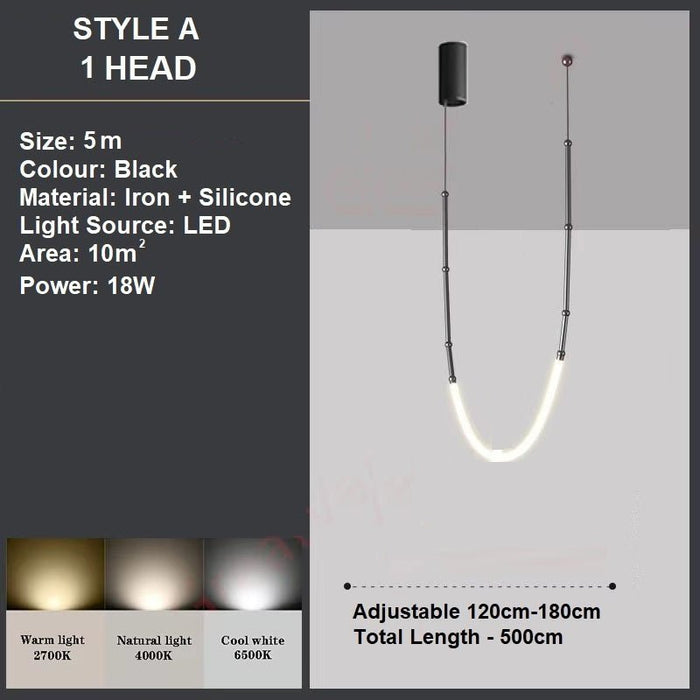 BAMDECOR Minimalistic Retro LED Minimalism Designer Lustre Hanging Lamps Slender - Shape LED Pendant Light (Black) - Amazingooh Wholesale