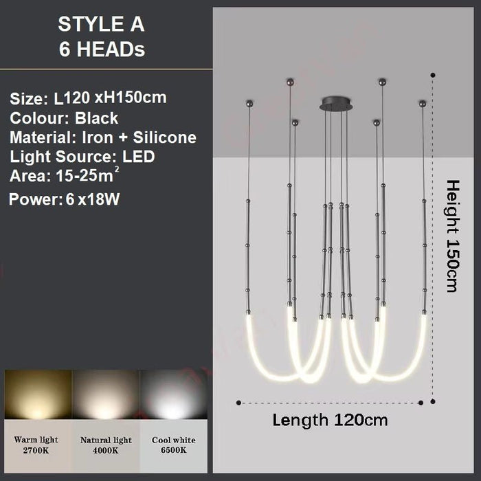 BAMDECOR Minimalistic Retro LED Minimalism Designer Lustre Hanging Lamps Slender - Shape LED Pendant Light (Black) - Amazingooh Wholesale