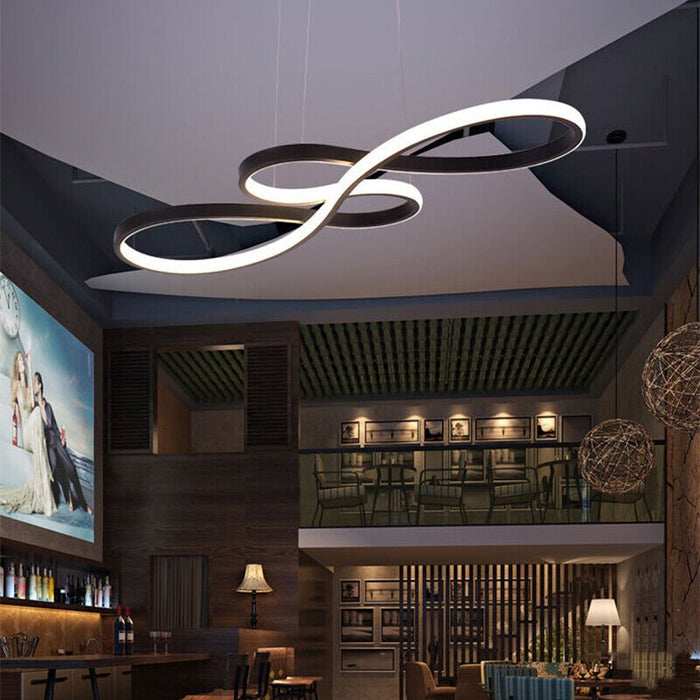 BAMDECOR Modern Black Chandelier Infinity LED Pendant Light Adjustable 3 Color Dimmable for Dining Bar Living Room 75 - 100cm - Amazingooh Wholesale