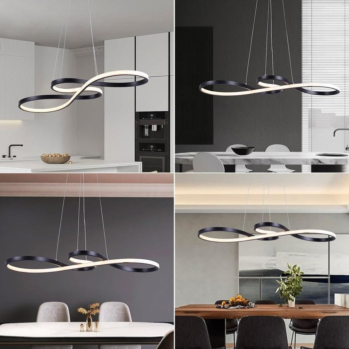 BAMDECOR Modern Black Chandelier Infinity LED Pendant Light Adjustable 3 Color Dimmable for Dining Bar Living Room 75 - 100cm - Amazingooh Wholesale