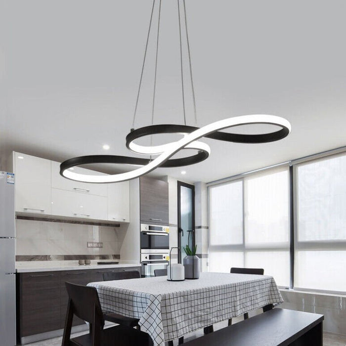 BAMDECOR Modern Black Chandelier Infinity LED Pendant Light Adjustable 3 Color Dimmable for Dining Bar Living Room 75 - 100cm - Amazingooh Wholesale
