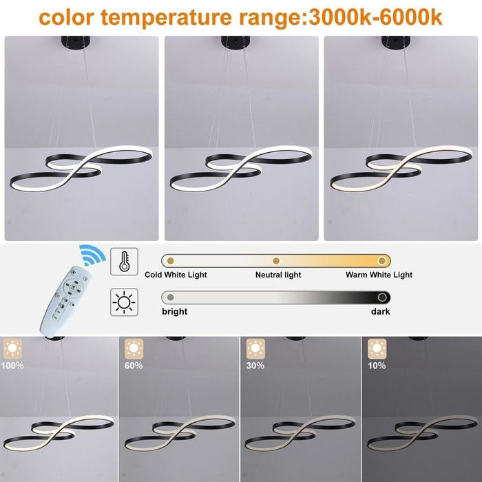 BAMDECOR Modern Black Chandelier Infinity LED Pendant Light Adjustable 3 Color Dimmable for Dining Bar Living Room 75 - 100cm - Amazingooh Wholesale