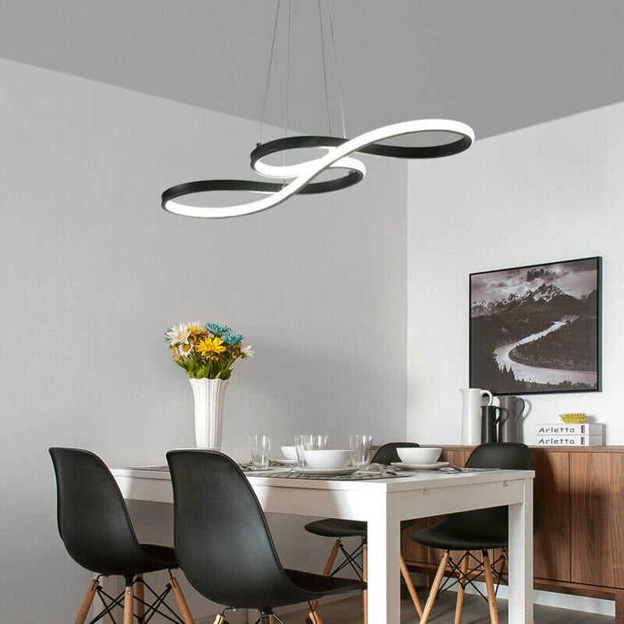 BAMDECOR Modern Black Chandelier Infinity LED Pendant Light Adjustable 3 Color Dimmable for Dining Bar Living Room 75 - 100cm - Amazingooh Wholesale